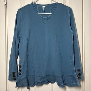 Lulu B Blue Tunic Shirt Top, Cotton, Women’s, Size M